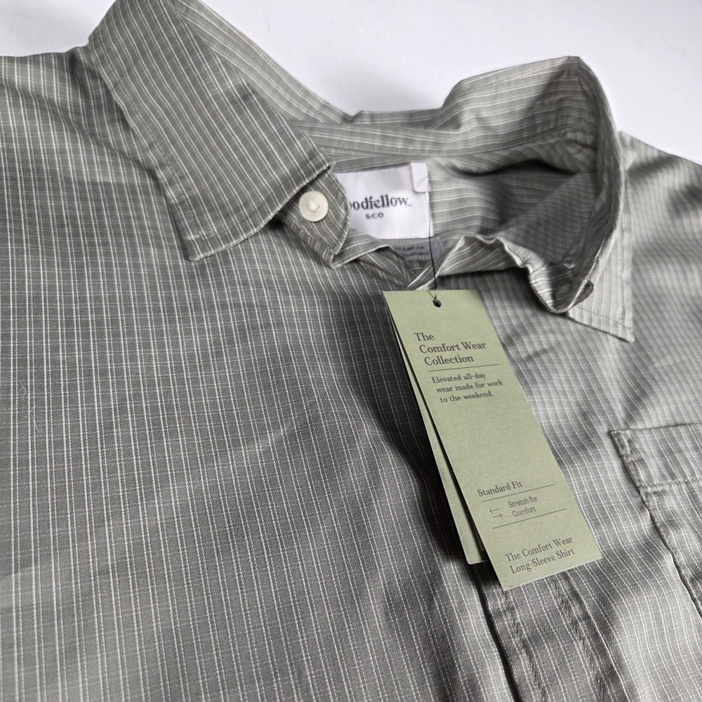 Goodfellow & Co Sage Green Check Comfort Wear Stretch Button Down Shirt XXL NWT